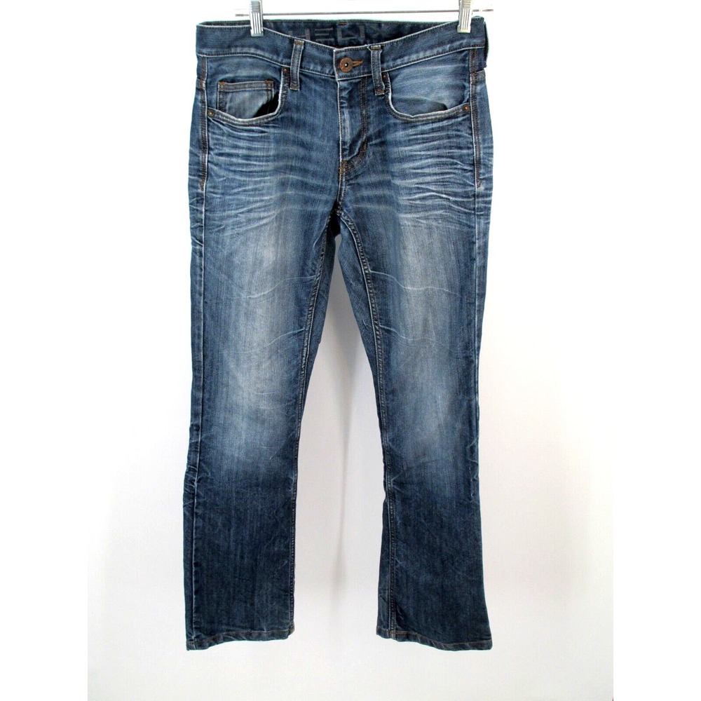 HELIX Slim Boot Jeans Mens 29/30 Blue Denim Low Rise Whiskers 31x32